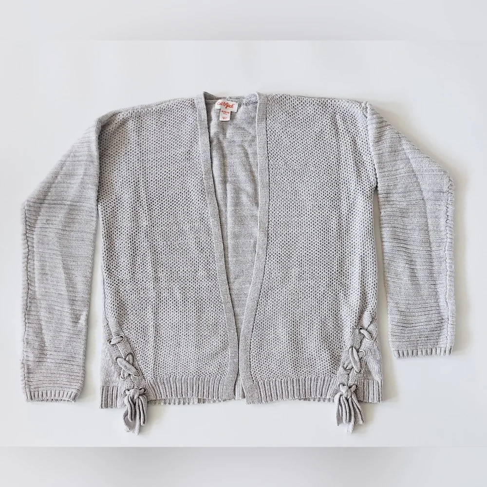 Cat & Jack Open Front Cardigan Long Sleeve Gray Sweater Size 14 / 16